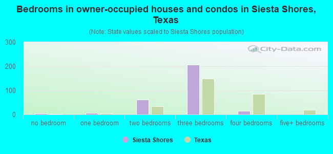 Bedrooms in owner-occupied houses and condos in Siesta Shores, Texas