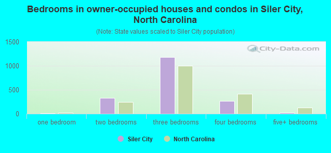 Bedrooms in owner-occupied houses and condos in Siler City, North Carolina