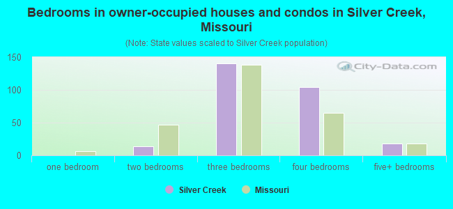 Bedrooms in owner-occupied houses and condos in Silver Creek, Missouri