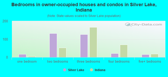 Bedrooms in owner-occupied houses and condos in Silver Lake, Indiana