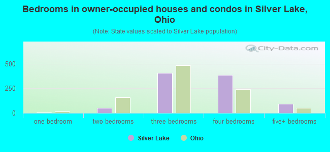 Bedrooms in owner-occupied houses and condos in Silver Lake, Ohio
