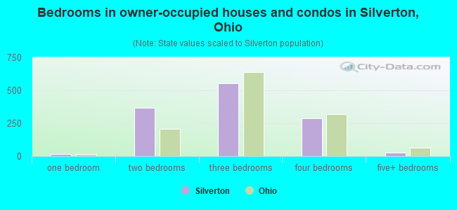 Bedrooms in owner-occupied houses and condos in Silverton, Ohio