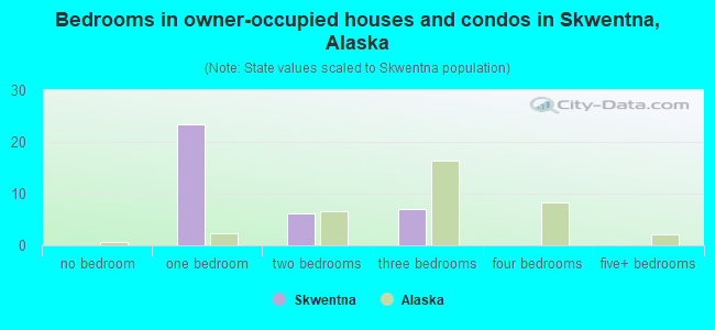Bedrooms in owner-occupied houses and condos in Skwentna, Alaska