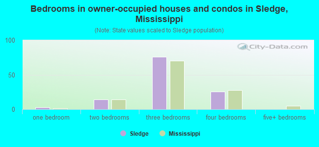 Bedrooms in owner-occupied houses and condos in Sledge, Mississippi