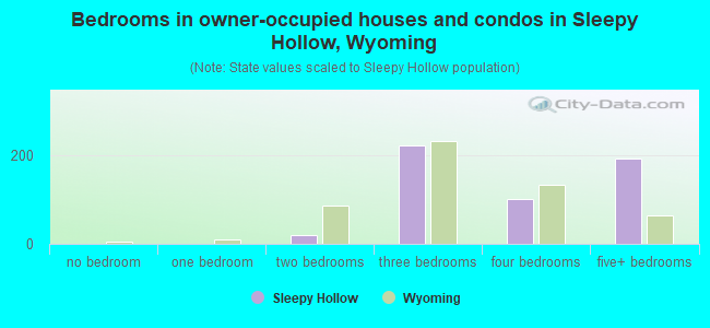 Bedrooms in owner-occupied houses and condos in Sleepy Hollow, Wyoming