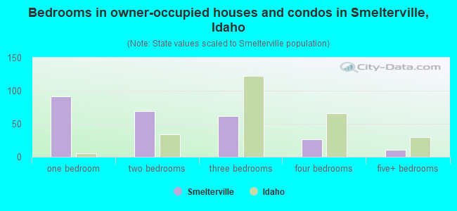 Bedrooms in owner-occupied houses and condos in Smelterville, Idaho