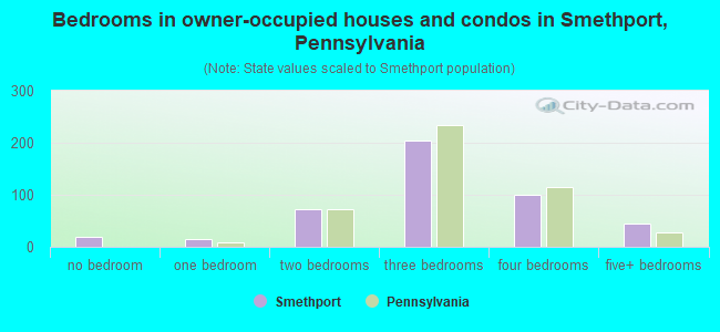 Bedrooms in owner-occupied houses and condos in Smethport, Pennsylvania