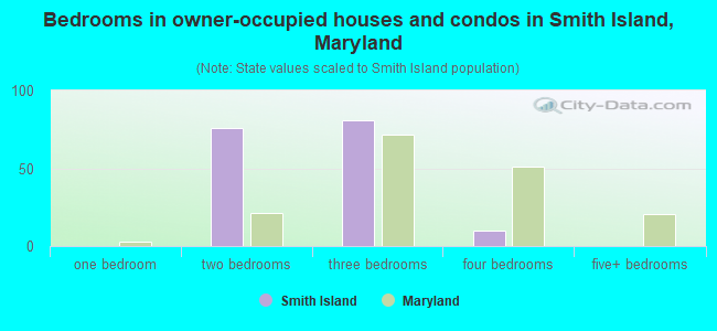 Bedrooms in owner-occupied houses and condos in Smith Island, Maryland