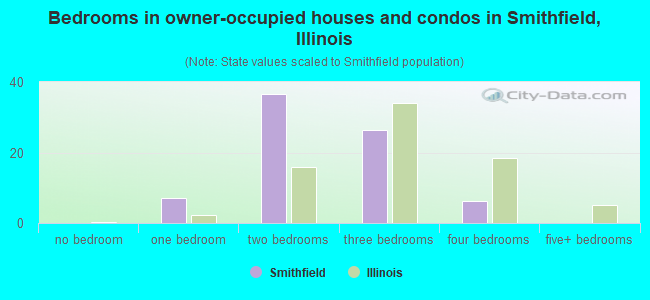 Bedrooms in owner-occupied houses and condos in Smithfield, Illinois