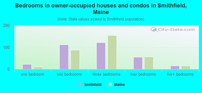 Bedrooms in owner-occupied houses and condos in Smithfield, Maine