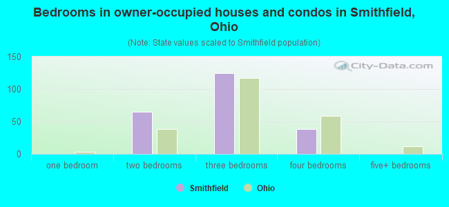 Bedrooms in owner-occupied houses and condos in Smithfield, Ohio