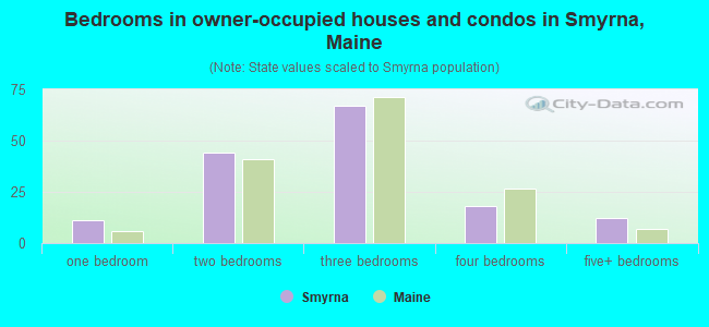 Bedrooms in owner-occupied houses and condos in Smyrna, Maine