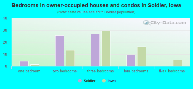 Bedrooms in owner-occupied houses and condos in Soldier, Iowa