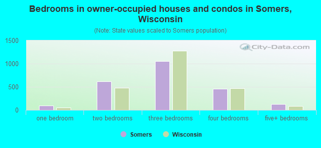Bedrooms in owner-occupied houses and condos in Somers, Wisconsin