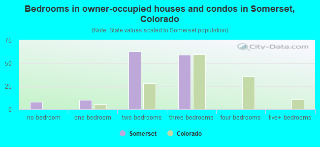 Bedrooms in owner-occupied houses and condos in Somerset, Colorado