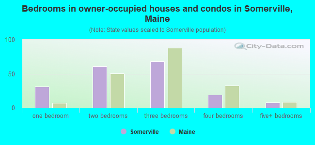 Bedrooms in owner-occupied houses and condos in Somerville, Maine