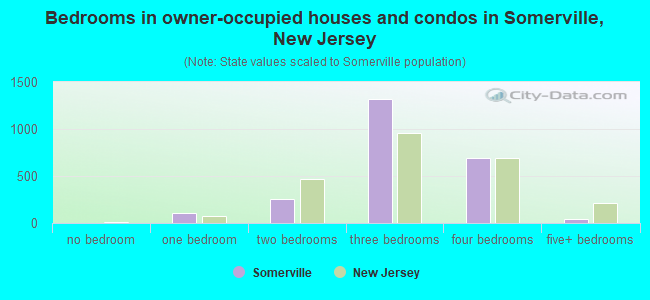 Bedrooms in owner-occupied houses and condos in Somerville, New Jersey