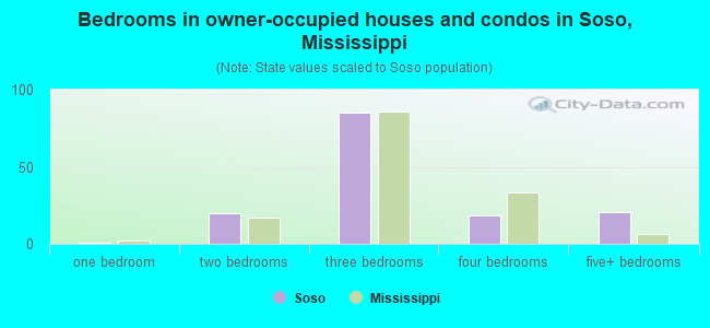 Bedrooms in owner-occupied houses and condos in Soso, Mississippi