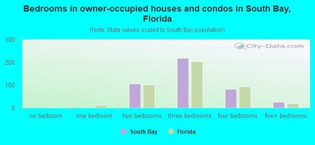 Bedrooms in owner-occupied houses and condos in South Bay, Florida