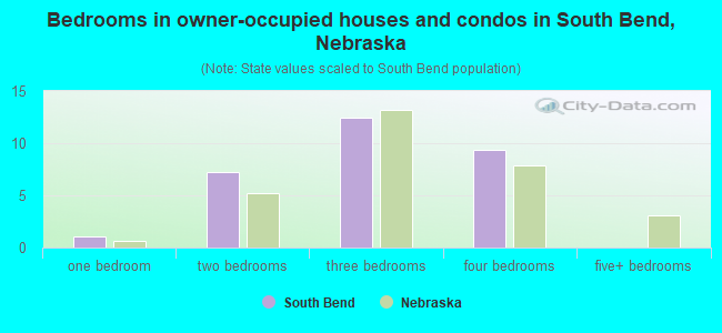 Bedrooms in owner-occupied houses and condos in South Bend, Nebraska