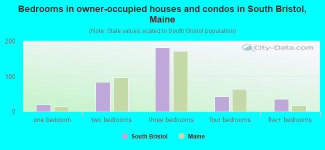 Bedrooms in owner-occupied houses and condos in South Bristol, Maine