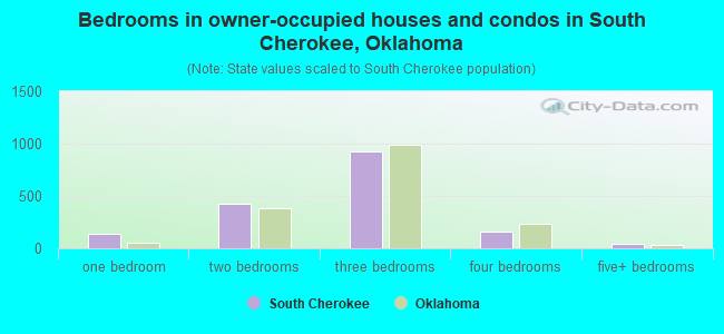 Bedrooms in owner-occupied houses and condos in South Cherokee, Oklahoma