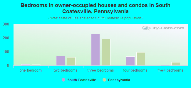 Bedrooms in owner-occupied houses and condos in South Coatesville, Pennsylvania
