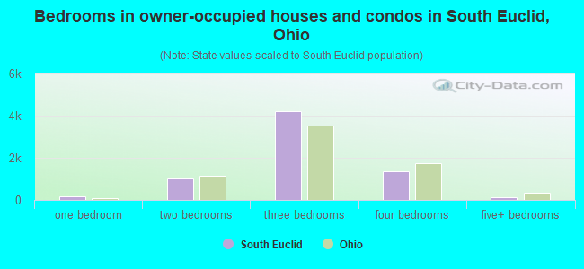 Bedrooms in owner-occupied houses and condos in South Euclid, Ohio