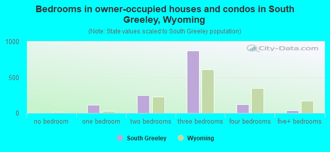 Bedrooms in owner-occupied houses and condos in South Greeley, Wyoming