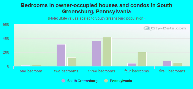 Bedrooms in owner-occupied houses and condos in South Greensburg, Pennsylvania