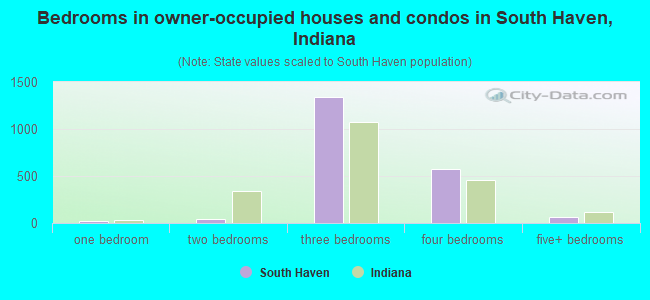 Bedrooms in owner-occupied houses and condos in South Haven, Indiana