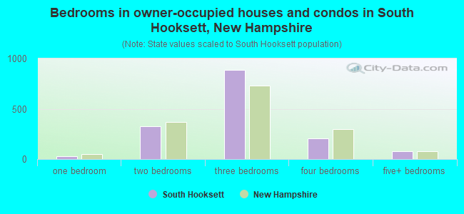 Bedrooms in owner-occupied houses and condos in South Hooksett, New Hampshire