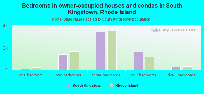 Bedrooms in owner-occupied houses and condos in South Kingstown, Rhode Island