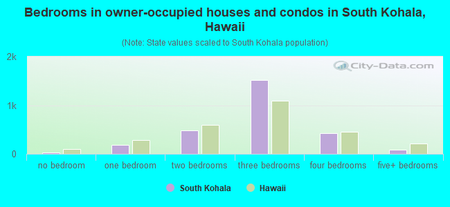 Bedrooms in owner-occupied houses and condos in South Kohala, Hawaii