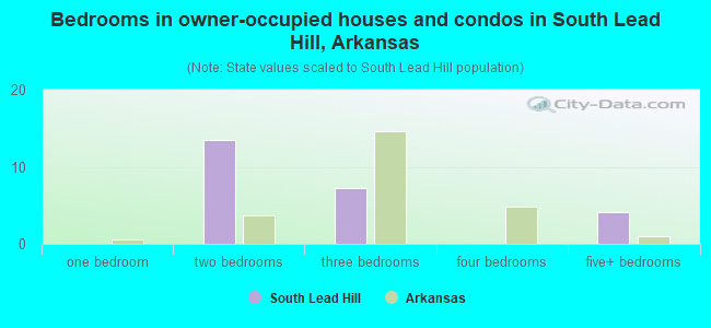 Bedrooms in owner-occupied houses and condos in South Lead Hill, Arkansas