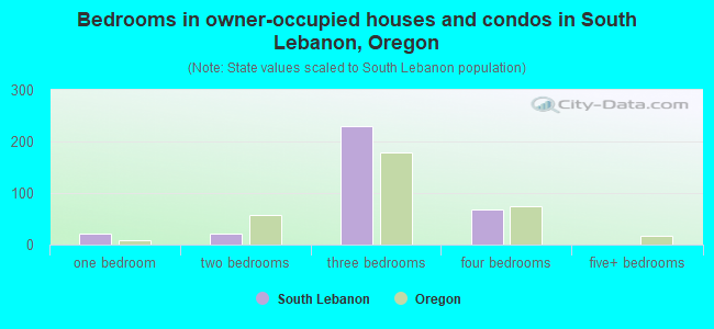 Bedrooms in owner-occupied houses and condos in South Lebanon, Oregon