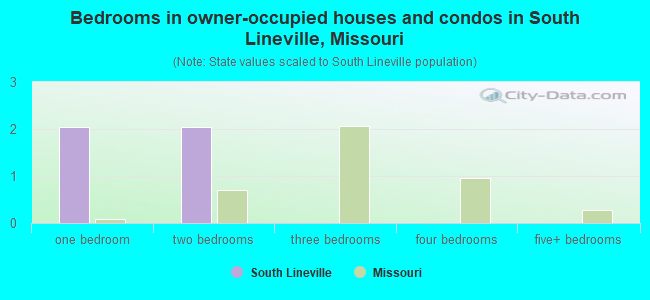 Bedrooms in owner-occupied houses and condos in South Lineville, Missouri