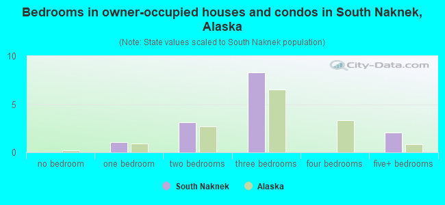 Bedrooms in owner-occupied houses and condos in South Naknek, Alaska
