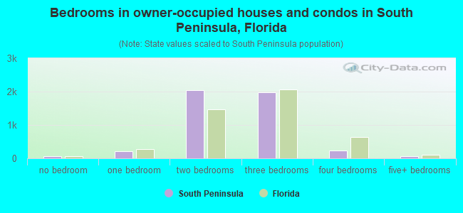 Bedrooms in owner-occupied houses and condos in South Peninsula, Florida