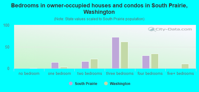 Bedrooms in owner-occupied houses and condos in South Prairie, Washington