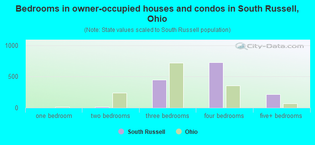 Bedrooms in owner-occupied houses and condos in South Russell, Ohio