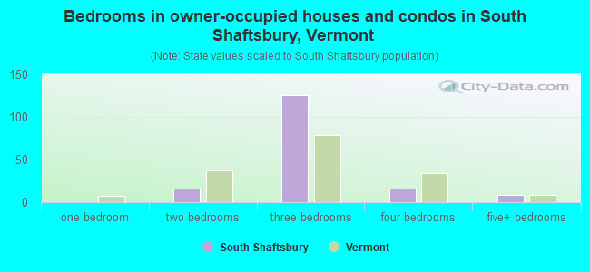 Bedrooms in owner-occupied houses and condos in South Shaftsbury, Vermont