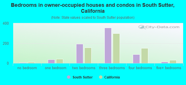 Bedrooms in owner-occupied houses and condos in South Sutter, California