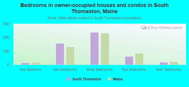 Bedrooms in owner-occupied houses and condos in South Thomaston, Maine