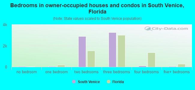 Bedrooms in owner-occupied houses and condos in South Venice, Florida