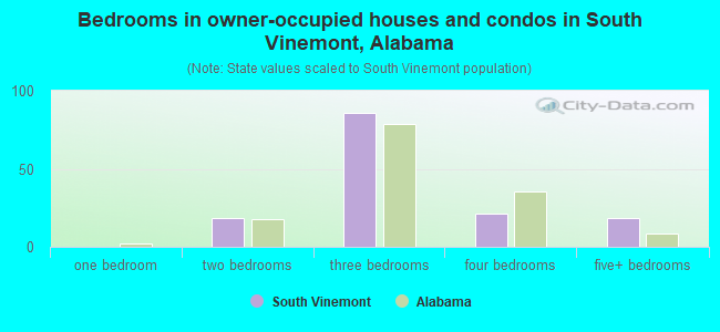 Bedrooms in owner-occupied houses and condos in South Vinemont, Alabama