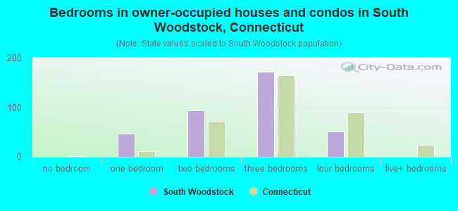 Bedrooms in owner-occupied houses and condos in South Woodstock, Connecticut