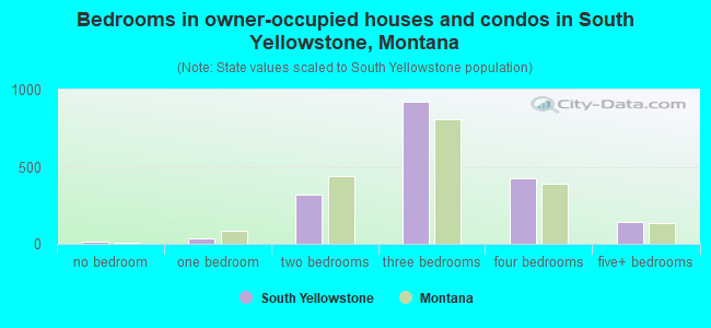 Bedrooms in owner-occupied houses and condos in South Yellowstone, Montana