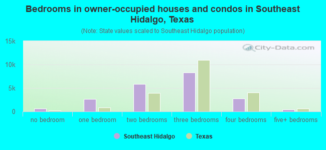 Bedrooms in owner-occupied houses and condos in Southeast Hidalgo, Texas