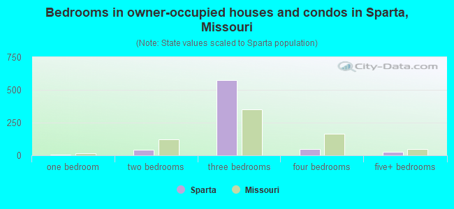 Bedrooms in owner-occupied houses and condos in Sparta, Missouri